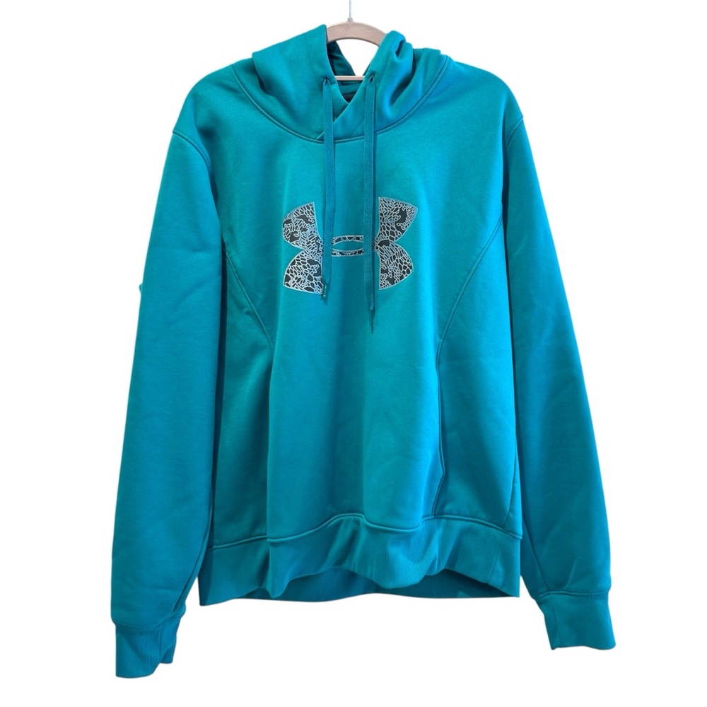 Under Armour Cold Gear Long Sleeve Hoodie Semi-Fitted Teal Green‎ Blue Size XL